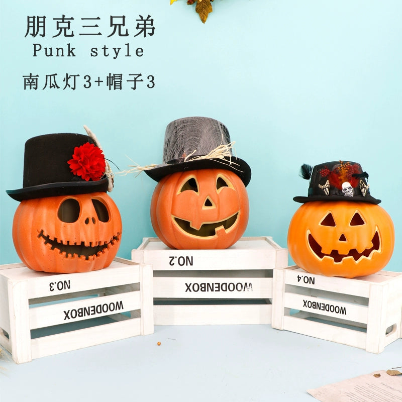 Cut Out Theme Park Outdoor Scene Layout Pumpkin Lamp