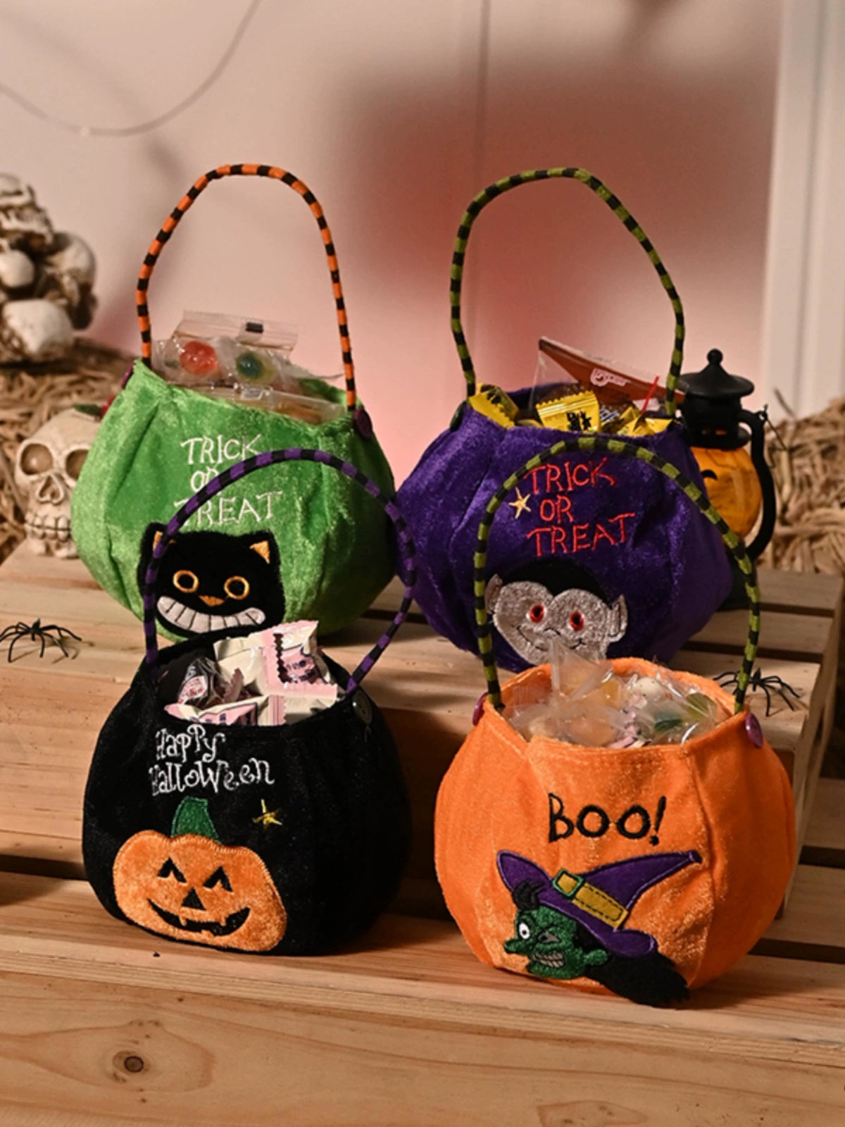 Halloween Kids’ Scene Layout Candy Bag – Flannel Trick-or-Treat Satchel 🎃🍬