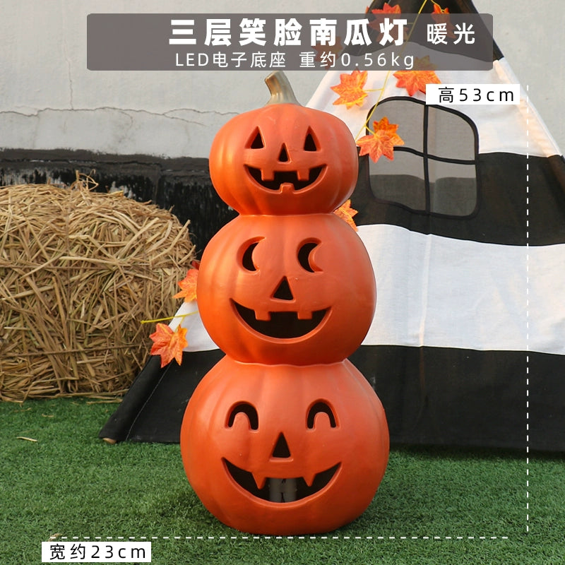 Cut Out Theme Park Outdoor Scene Layout Pumpkin Lamp