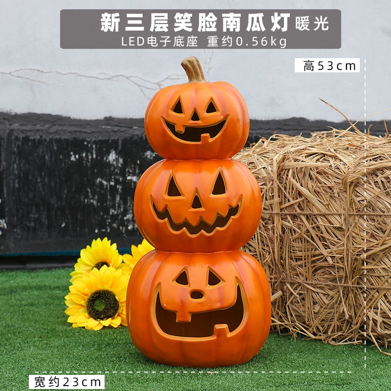 Cut Out Theme Park Outdoor Scene Layout Pumpkin Lamp