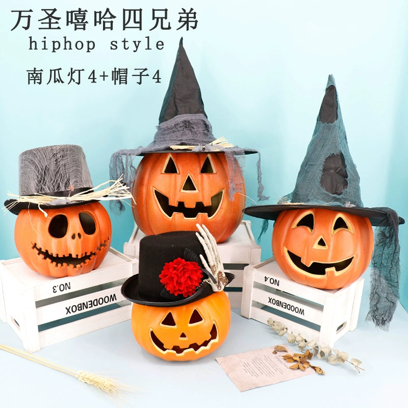 Cut Out Theme Park Outdoor Scene Layout Pumpkin Lamp