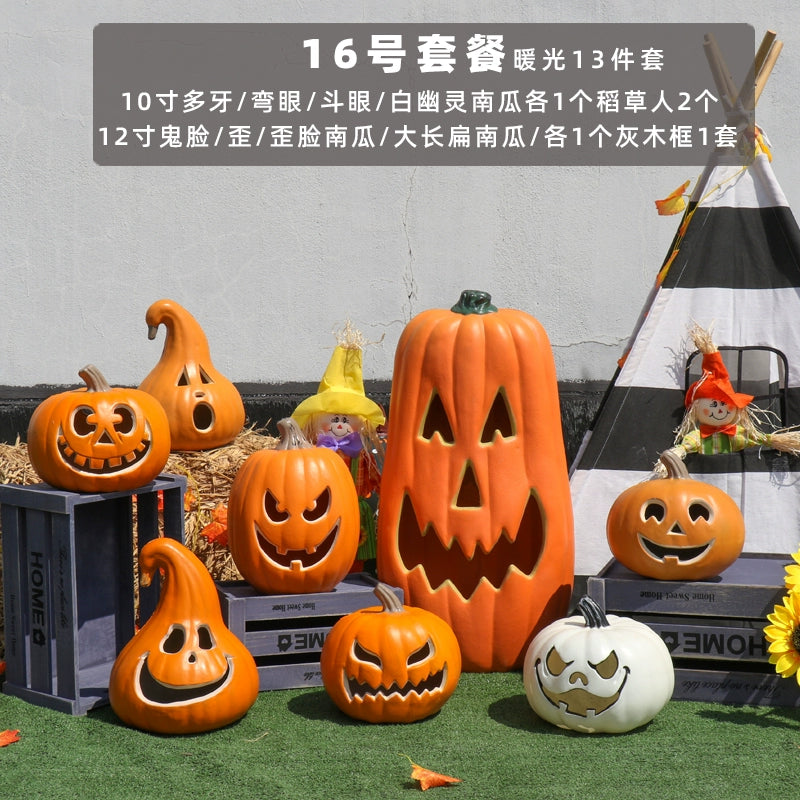 Cut Out Theme Park Outdoor Scene Layout Pumpkin Lamp