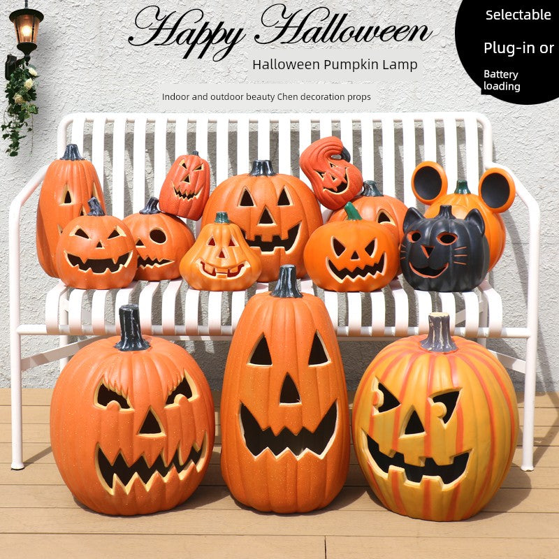 Cut Out Theme Park Outdoor Scene Layout Pumpkin Lamp