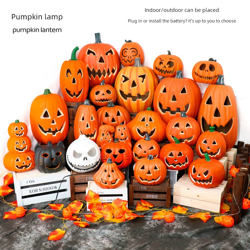 Cut Out Theme Park Outdoor Scene Layout Pumpkin Lamp
