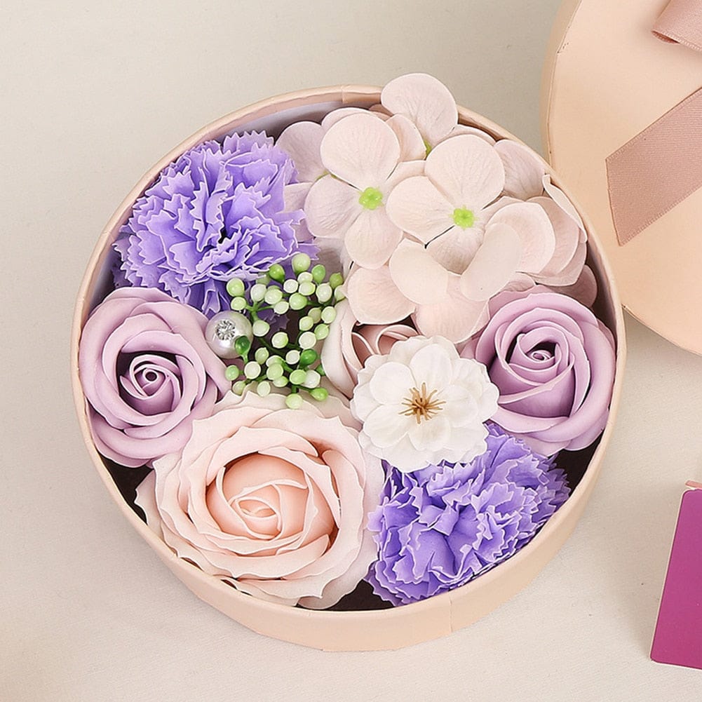 Scented Soap Rose Artificial Fragrant Petals Flower Round Shaped Gift Box mother's day