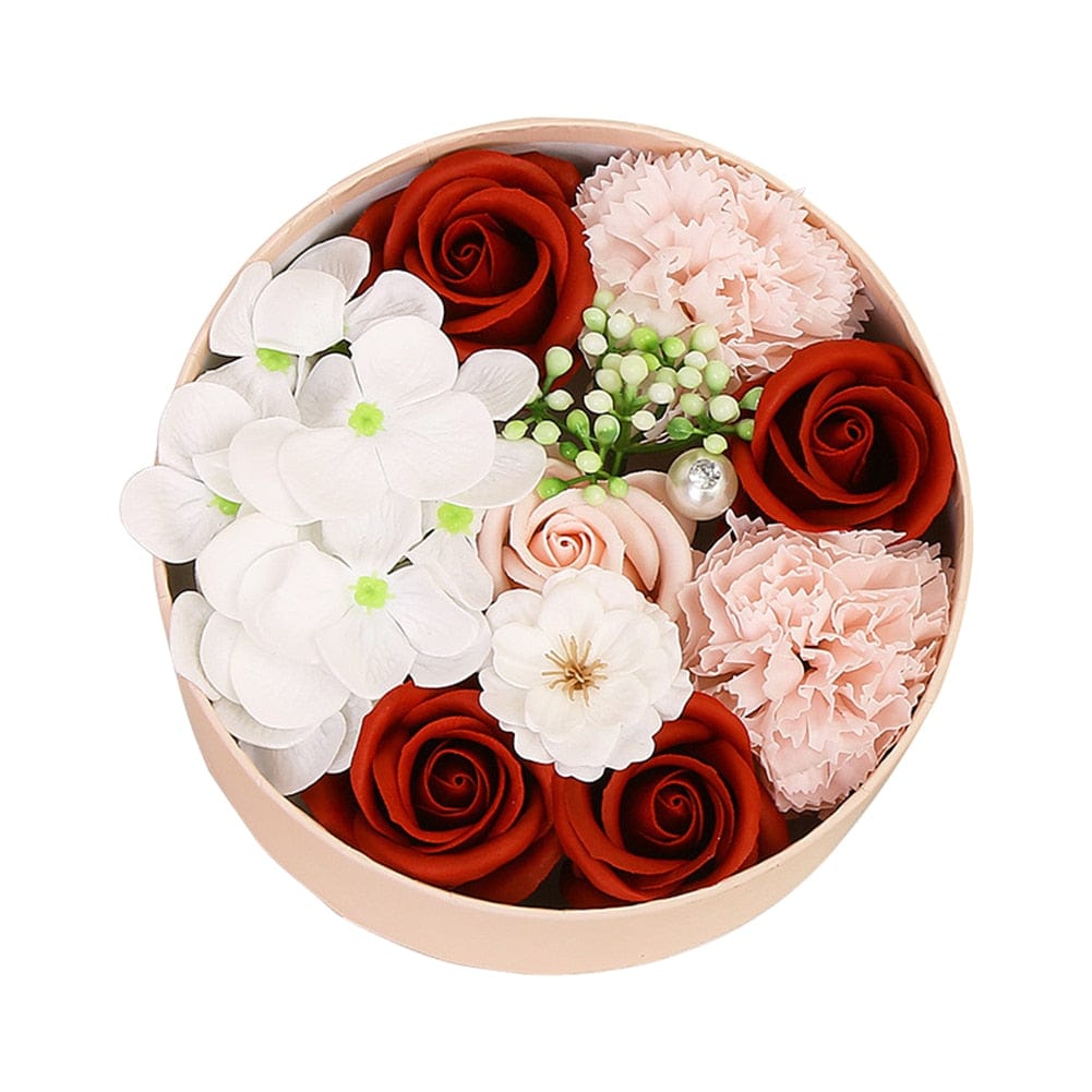 Scented Soap Rose Artificial Fragrant Petals Flower Round Shaped Gift Box mother's day