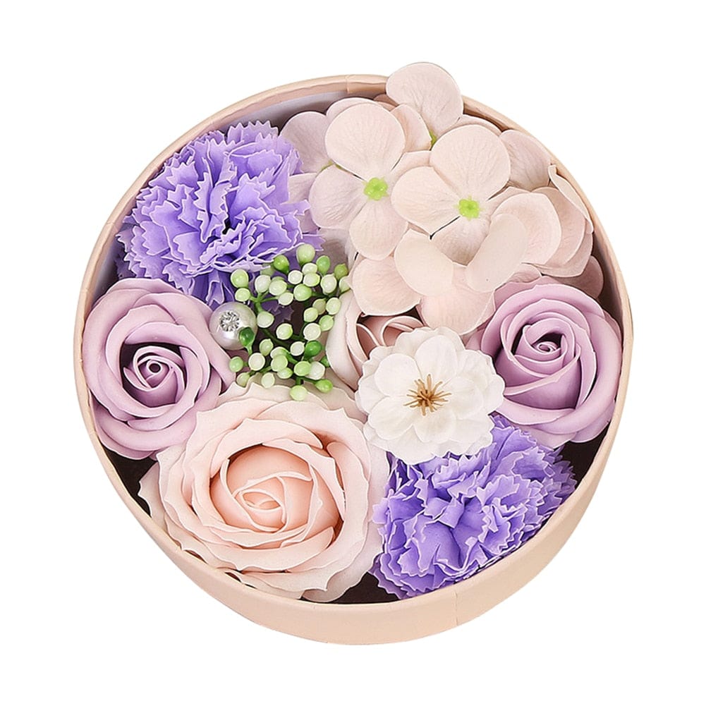 Scented Soap Rose Artificial Fragrant Petals Flower Round Shaped Gift Box mother's day