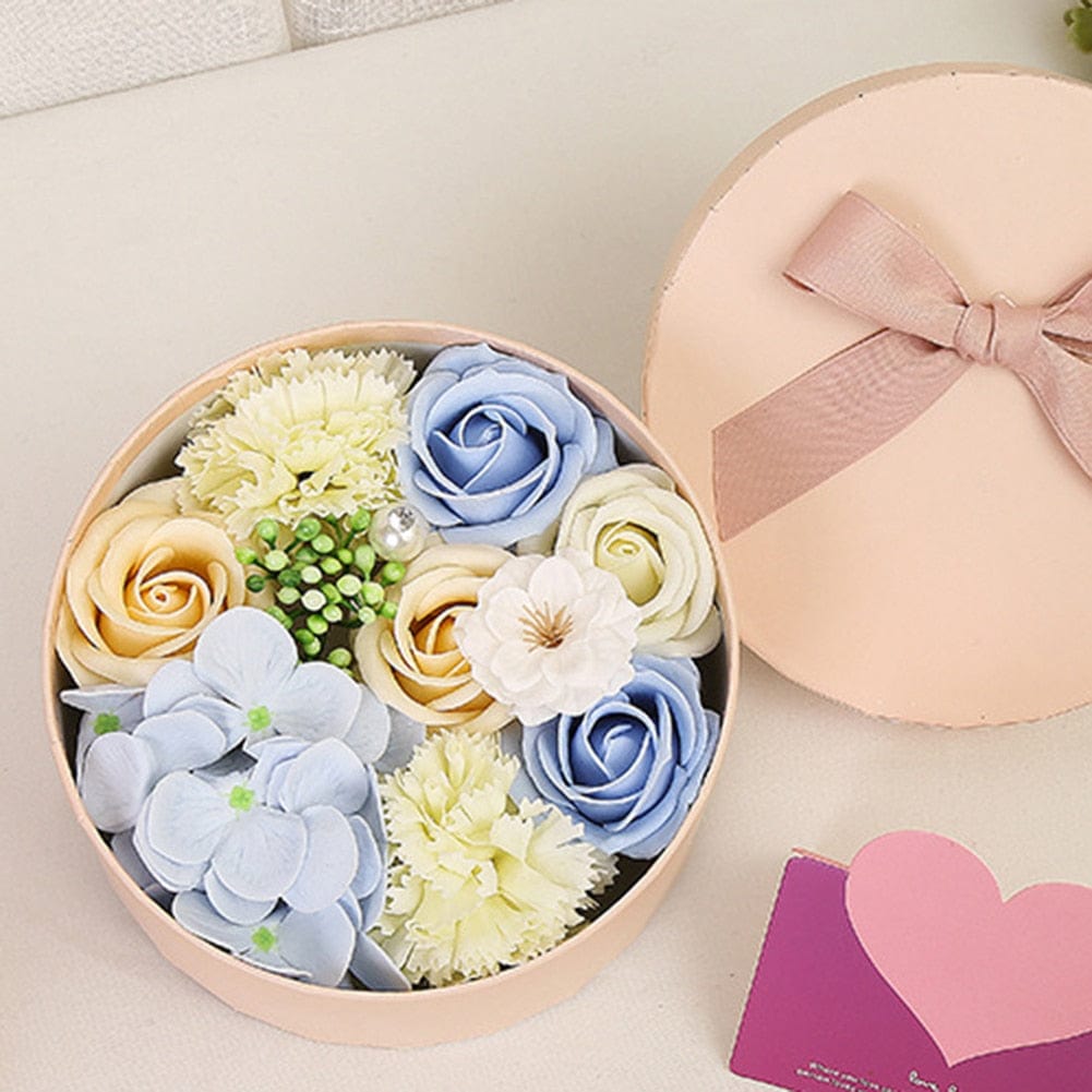 Scented Soap Rose Artificial Fragrant Petals Flower Round Shaped Gift Box mother's day