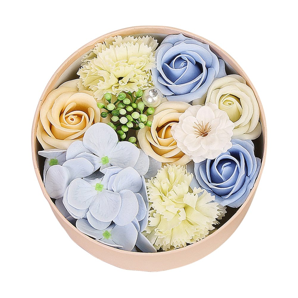 Scented Soap Rose Artificial Fragrant Petals Flower Round Shaped Gift Box mother's day