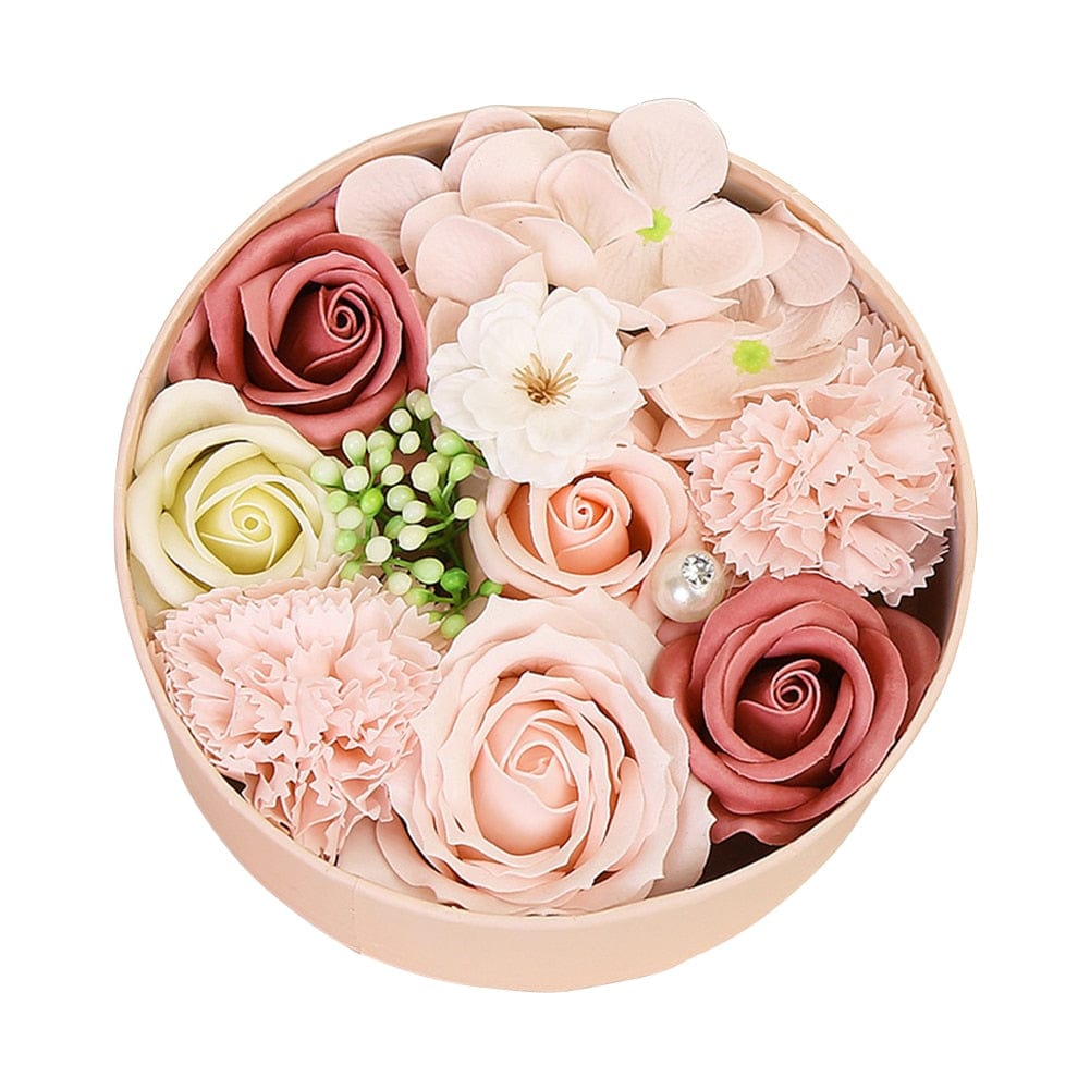 Scented Soap Rose Artificial Fragrant Petals Flower Round Shaped Gift Box mother's day