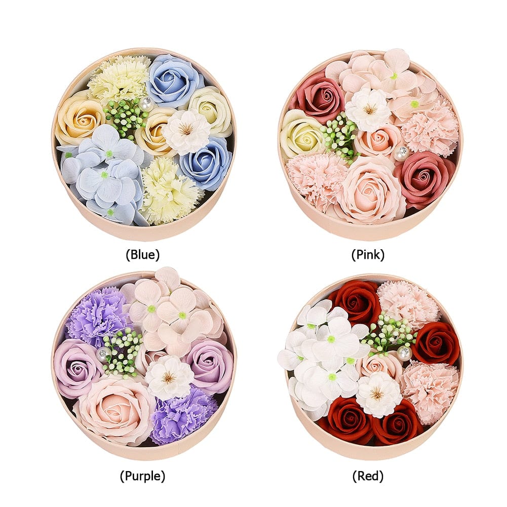 Scented Soap Rose Artificial Fragrant Petals Flower Round Shaped Gift Box mother's day