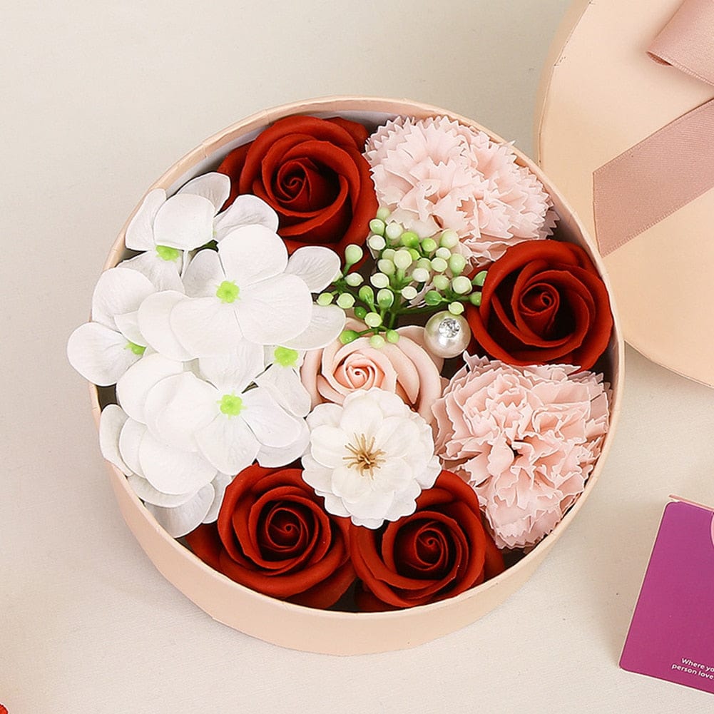 Scented Soap Rose Artificial Fragrant Petals Flower Round Shaped Gift Box mother's day