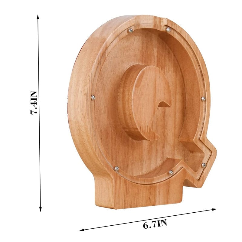 Twenty-six Letters Piggy Bank Wooden Coin Money Saving Box