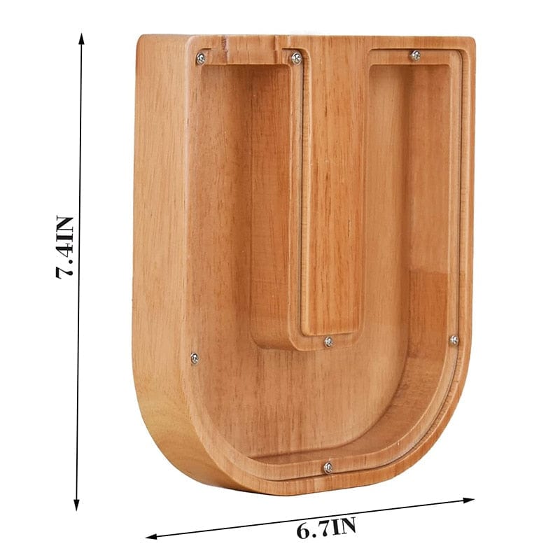 Twenty-six Letters Piggy Bank Wooden Coin Money Saving Box