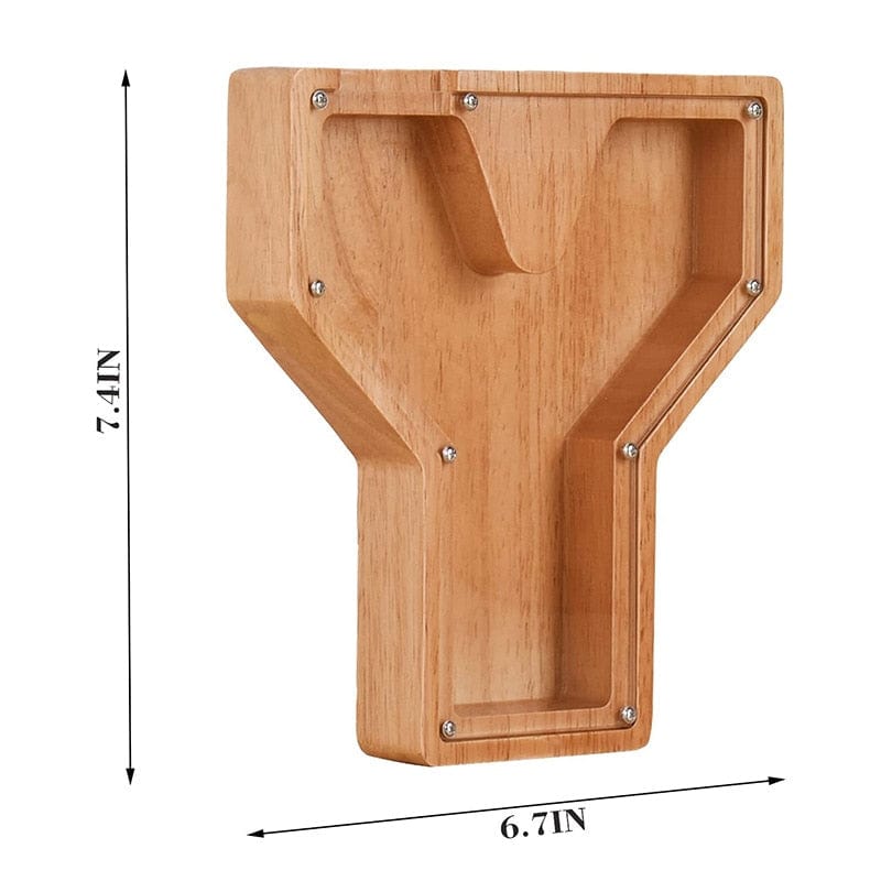 Twenty-six Letters Piggy Bank Wooden Coin Money Saving Box