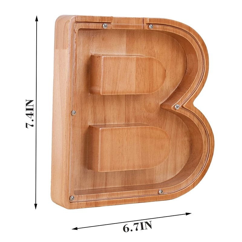 Twenty-six Letters Piggy Bank Wooden Coin Money Saving Box
