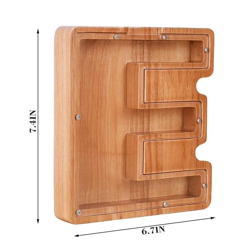 Twenty-six Letters Piggy Bank Wooden Coin Money Saving Box