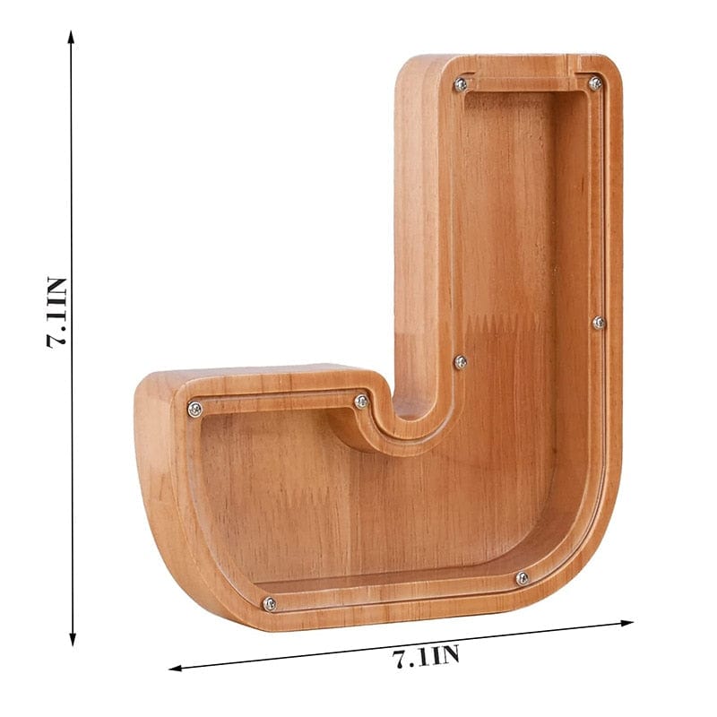Twenty-six Letters Piggy Bank Wooden Coin Money Saving Box