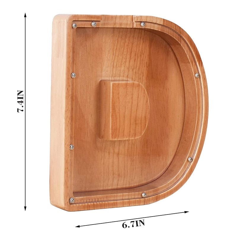Twenty-six Letters Piggy Bank Wooden Coin Money Saving Box
