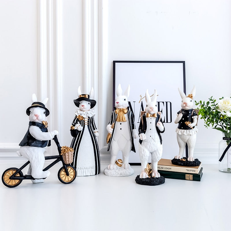 Pastoral Palace Rabbit Family Decoration