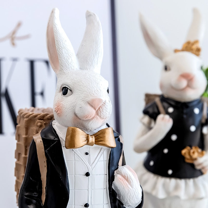 Pastoral Palace Rabbit Family Decoration