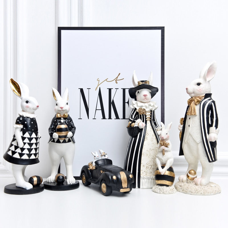 Pastoral Palace Rabbit Family Decoration