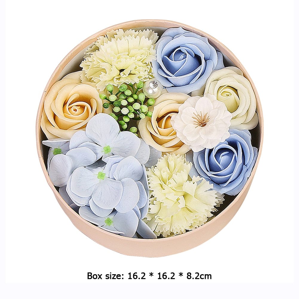 Scented Soap Rose Artificial Fragrant Petals Flower Round Shaped Gift Box mother's day