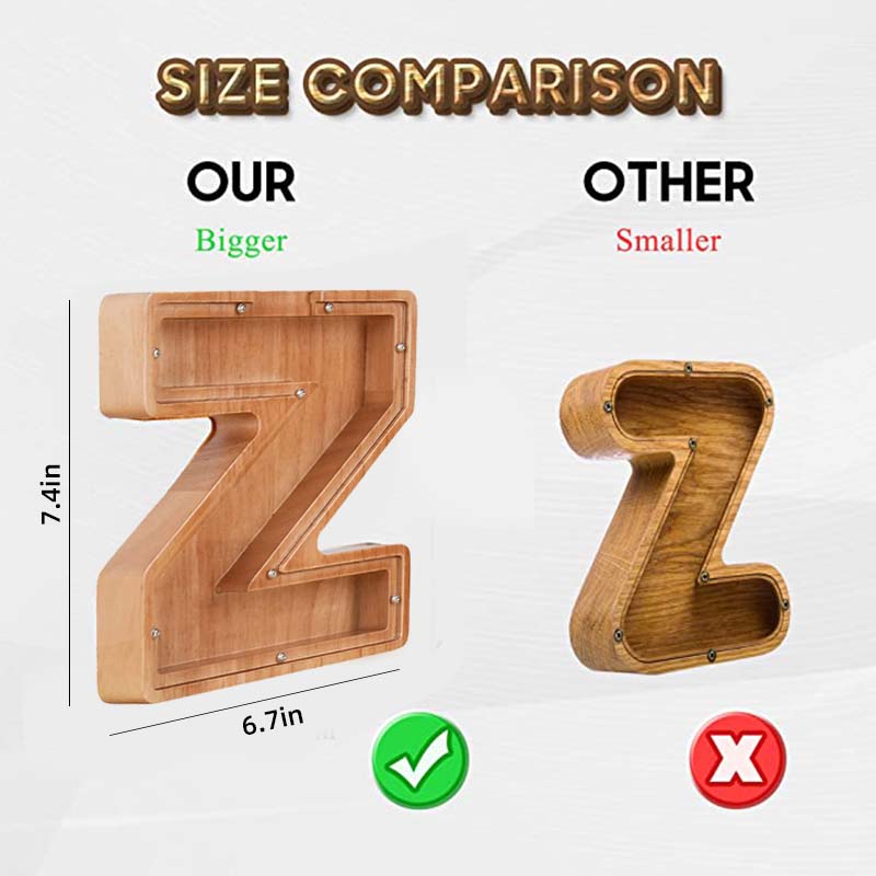 Twenty-six Letters Piggy Bank Wooden Coin Money Saving Box